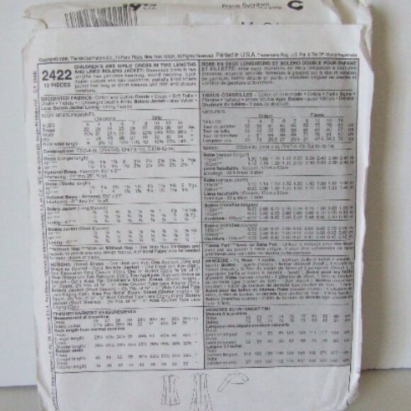 McCall's dress sewing pattern uncut vintage girls matching bolero jacket 1990s - Picture 4 of 9